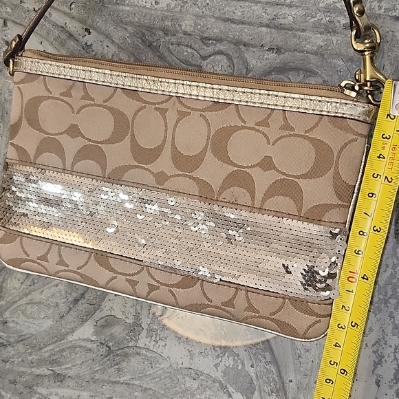 Coach Mini Sequin Monogram Bag Wristlet - Picture 6 of 7